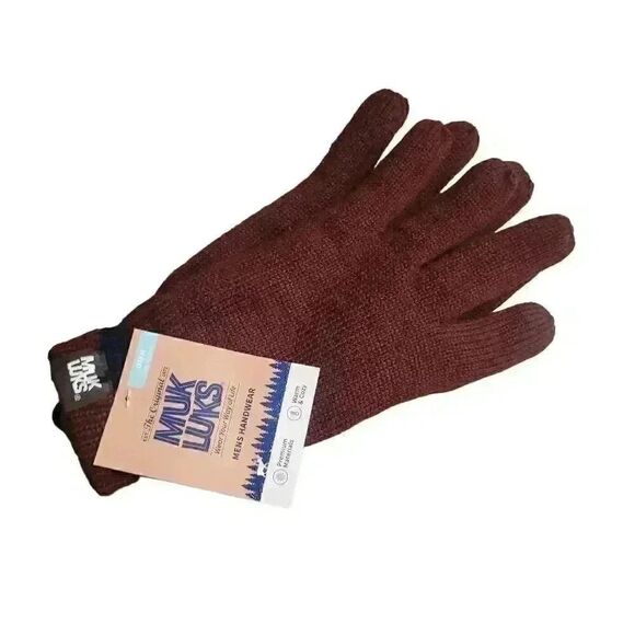 Muk Luks Men's Ox Blood/Navy Acrylic Knit Gloves NEW - Picture 4 of 8